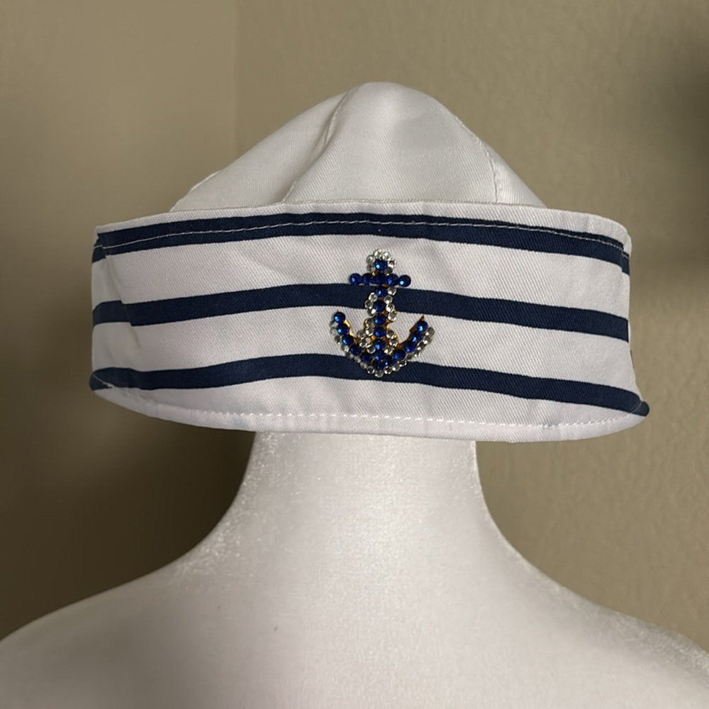 Navy and White Sailor costume Dress with hat - Picture 10 of 10